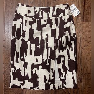 Trina Turk Women's Brown and Cream Abstract Print Skirt Lined Size 0 NWT